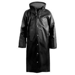 Плащ-дождевик сверхпрочный с застежкой, 150мкм, черный