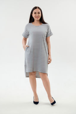 Туника женская из вискозы Полоса серо-белый макси - Амадэль фото 9