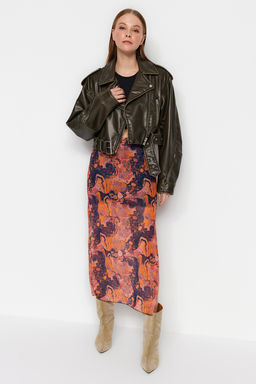 TRENDYOLMILLA Turuncu Desenli Maxi Boy Dantel Detayl? Tul Esnek Orme Etek TWOSS23ET00369  фото 2