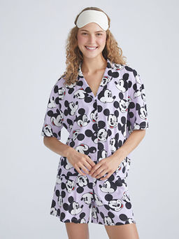 Mickey Mouse Bask?l? Kad?n ?ortlu Pijama Tak?m?