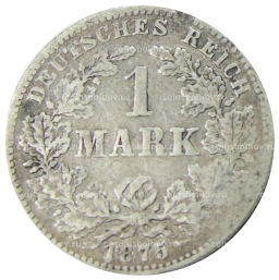 Монета 1 марка 1875 года J Германия