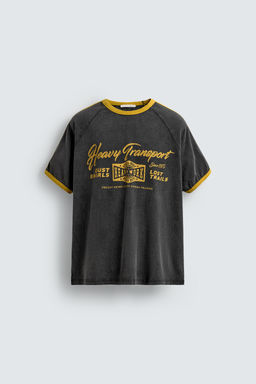 CONTRAST TEXT RIB T-SHIRT - Zara фото 7