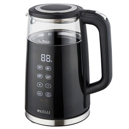 Чайник электрический "Kelli" 1,8л, комбинированный корпус стекло/пластик, автоматическое отключение, 4 режима температуры, функция поддержания температуры, поворачивающийся корпус на 360, закрытый нагревательный элемент, защита от перегрева