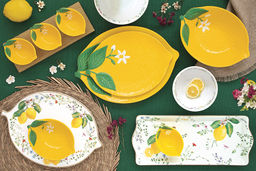 Набор для закусок, 3 пр, на подставке, фарфор P/бамбук, желтый, Лимон, Fleurs et Citrons - Easy life фото 4
