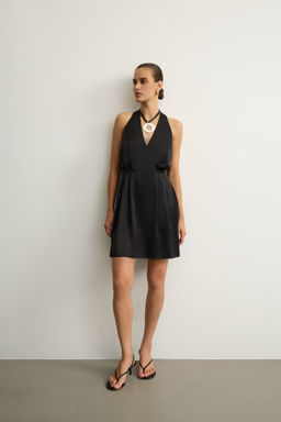 Платье мини из сатина с драпированным лифом - Mollis фото 2