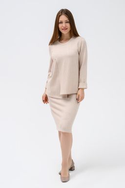 Юбка трикотажная прямая бежевая