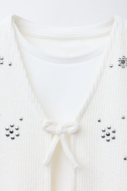 T-SHIRT WITH OVERLAY WAISTCOAT AND STUDS - Zara фото 4