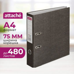 Папка-регистратор ATTACHE Colored 12734/20451, 75мм, черный,бум/бум  фото 2
