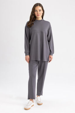 Толстовка-туника с круглым вырезом Relax Fit - Defacto фото 6