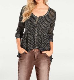 Блузка, мятно-черная