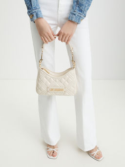 Женская сумка на плечо LOVE MOSCHINO LAMINATED QUILTED BAG Артикул 4377213, молочно-белый  фото 2