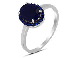 Кольцо, 1 сапфир корунд овал 7х9 мм/2.22 ct , наносапфир, Джайв