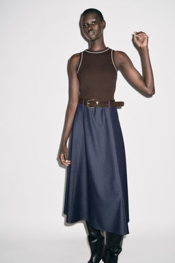 CONTRAST MIDI DRESS WITH BELT - Zara фото 4