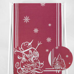 Полотенце 5с22.312ж1 Снеговик и домик2(ДТЭ бордовый 50х180 см