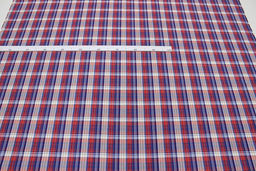 Пестрядь Клетка цв.красный/фиолетовый/белый, ш.1.5м, хлопок-100%, 150гр/м.кв - Купава фото 3