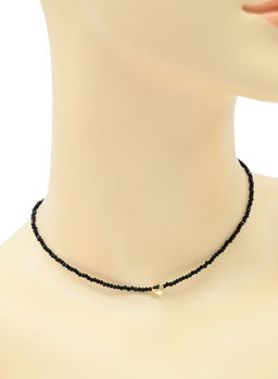 Чокер из шпинели черной с подвеской "Сердце"цвет золотой, 36см