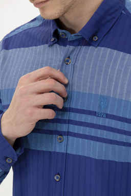 Мужская синяя рубашка с длинным рукавом - U.s. polo assn фото 7