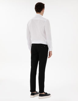 Siyah Slim Fit Ba_c_kl_ Kanvas Pantolon
