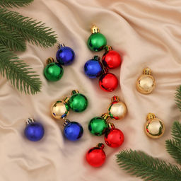 Цена за 2 шт. Ёлочные игрушки Глянец, шары новогодние, d=3 см, набор 16 шт., радужный МИКС