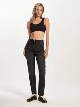 CONTE Чёрные джинсы Basic slim с эффектом потёртостей из eco-friendly денима CON-828 washed black - Conte elegant фото 2