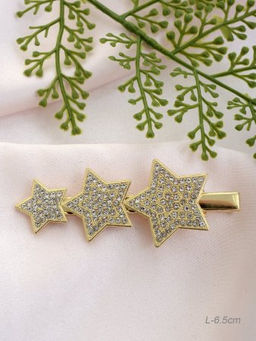 Заколка-зажим для волос 6,5 см Микс / GTK-35 /уп 12/золото/стразы - Галеонтрейд фото 2