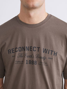 Bisiklet Yaka Bask?l? Penye Erkek Ti??rt