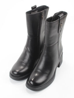 01-M43-5 BLACK Ботинки демисезонные женские (натуральная кожа, байка)