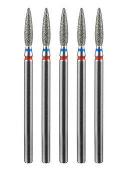 Manita Professional Фреза алмазная пламя острое для аппаратного маникюра 866.104.243.100.023 ФАП-2.3 10 М-С, сине-красная насечка, o 2,3 мм, 5 шт.