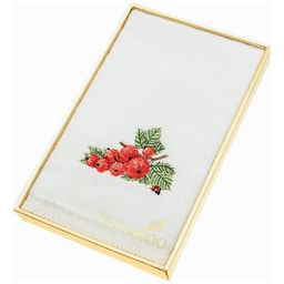 ПОЛОТЕНЦЕ КРАСНАЯ СМОРОДИНА,30Х50. МАХРА,БЕЛЫЙ,ВЫШИВКА,100