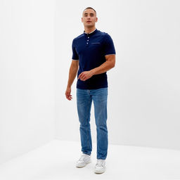 Футболка поло мужская MINAKU REGULAR FIT: тёмно-синяя, р-р 42