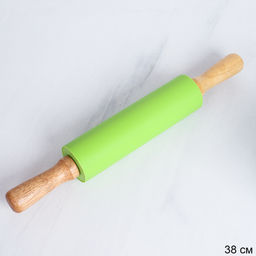 Скалка 38х19х5см силикон дерево / RM-950 /уп 72/ зеленый