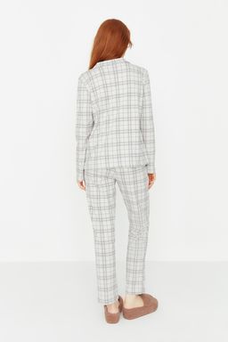 Trendyolmilla Bej %100 Pamuklu Ekoseli Orme Pijama Tak?m? THMAW20PT0266