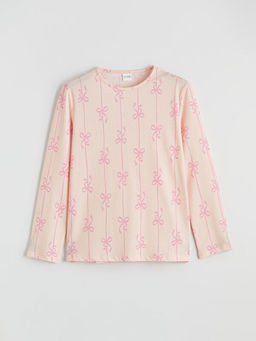 Fiyonk Bask?l? K?z ?ocuk Pijama Tak?m