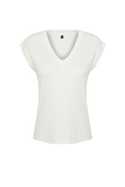 Ekru Viskoz/Yumusak Kumas Fitted/Vucuda Oturan Ay Kol V Yaka Esnek Orme Bluz TWOSS24BZ00433