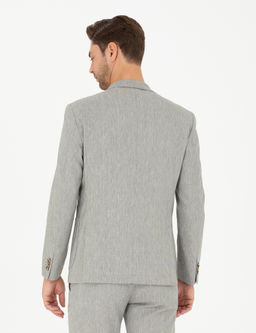 A__k Ye_il Ex. Slim Fit Keten Kar___ml_ Ceket