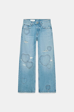 TRF MID-WAIST BOYFRIEND JEANS WITH HEARTS - Zara фото 4