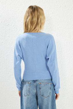 Trendyolmilla Vizon Regular/Normal Kal?p Oturan Fitilli Esnek Orme Bluz TWOAW25BZ00101