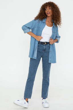 Женские синие джинсовые брюки