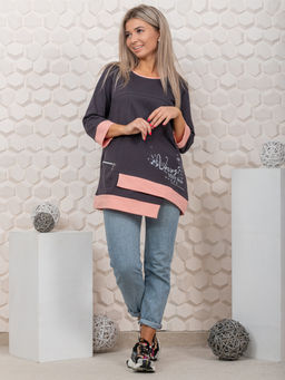 853 Туника "серый/пудра"