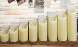 Сувенир с подсветкой "Свеча восковая - Пламя" 10*10 см - облита воском (работает от батареек 3 ААА)