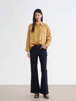 Modal Kar???ml? Oversize Kad?n G?mlek