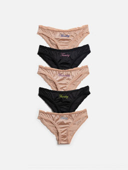 Infinity / Трусы женские в наборе из 5 шт. Selia черный с бежевым