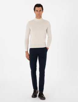 Lacivert Slim Fit Kanvas Pantolon