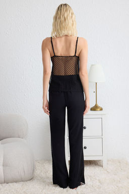 Trendyolmilla Siyah Puantiyeli Dantel Detayl? Ip Ask?l? Dokuma Pijama Tak?m? THMSS25PT00128  фото 9