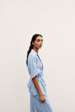 LINEN BLEND SAFARI SHIRT - Zara фото 3