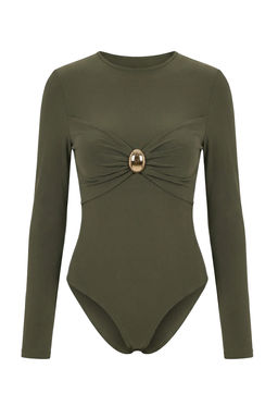 Haki Aksesuar Detayl? Buzgulu Alttan C?tc?tl? Party Body TPRSS26BD00006