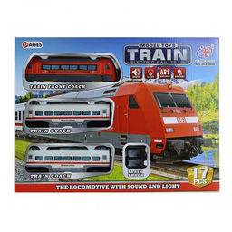 Наш Китай. Железная дорога Локомотив, 2 вагона, 17 элем. длина 88 см на бат арт.ТА023609AA/JHX8806