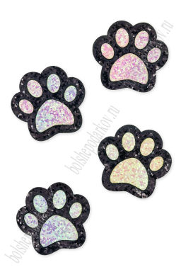 Лазерная вырубка из кожзама "Лапка" 4,7 см (10 шт) мультиколор/черный, несклеенная