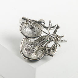 Брошь «Панда с бамбуком», разноцветная в серебре