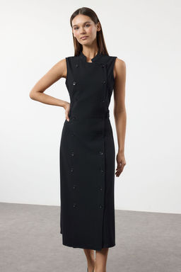 TRENDYOLMILLA Lacivert Duz Midi Dokuma Elbise TWOAW24EL00422 фото 2